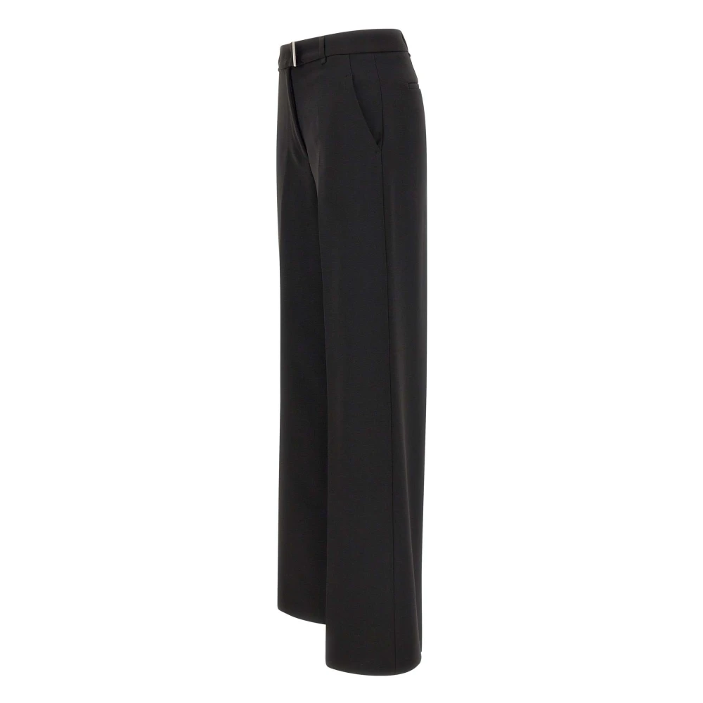 Liu Jo Zwarte Palazzo Stretch Crepe Broek Black Dames