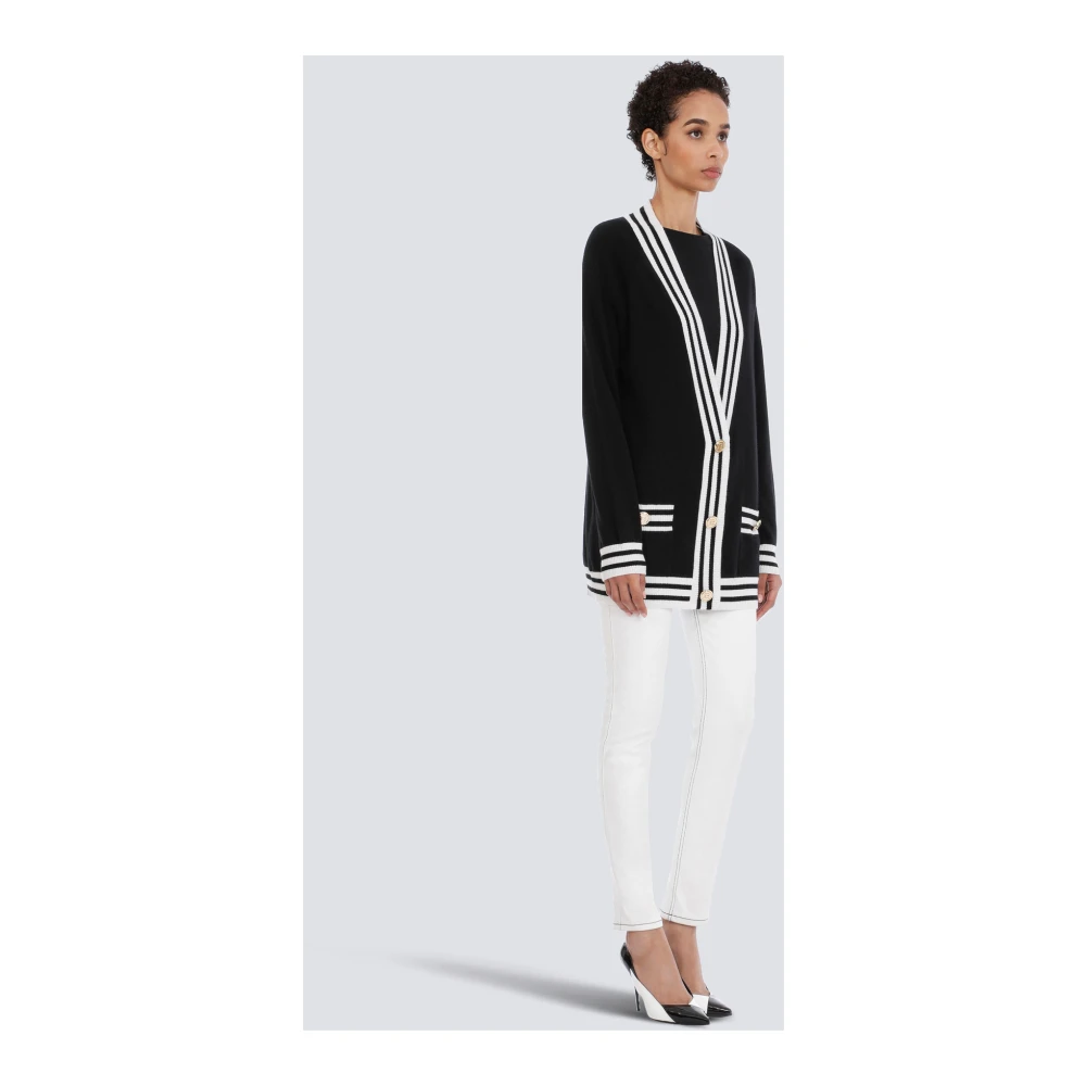 Balmain Wol en kasjmier vest Black Dames