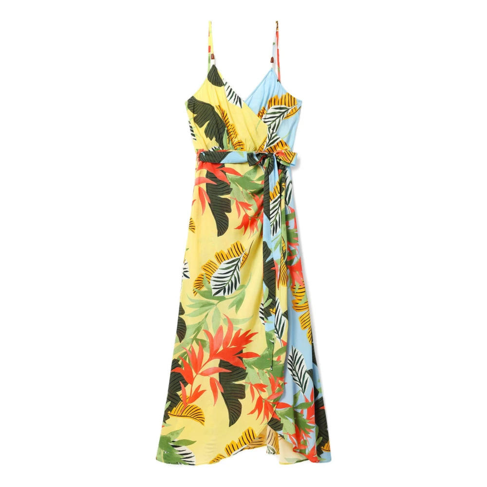 Desigual Women's Multicolor Midi Dresses,, Tropical Midi Dress Spring/Summer Collection Large