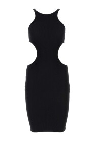 Czarna mini -mini sukienka nylonowa nylonowa