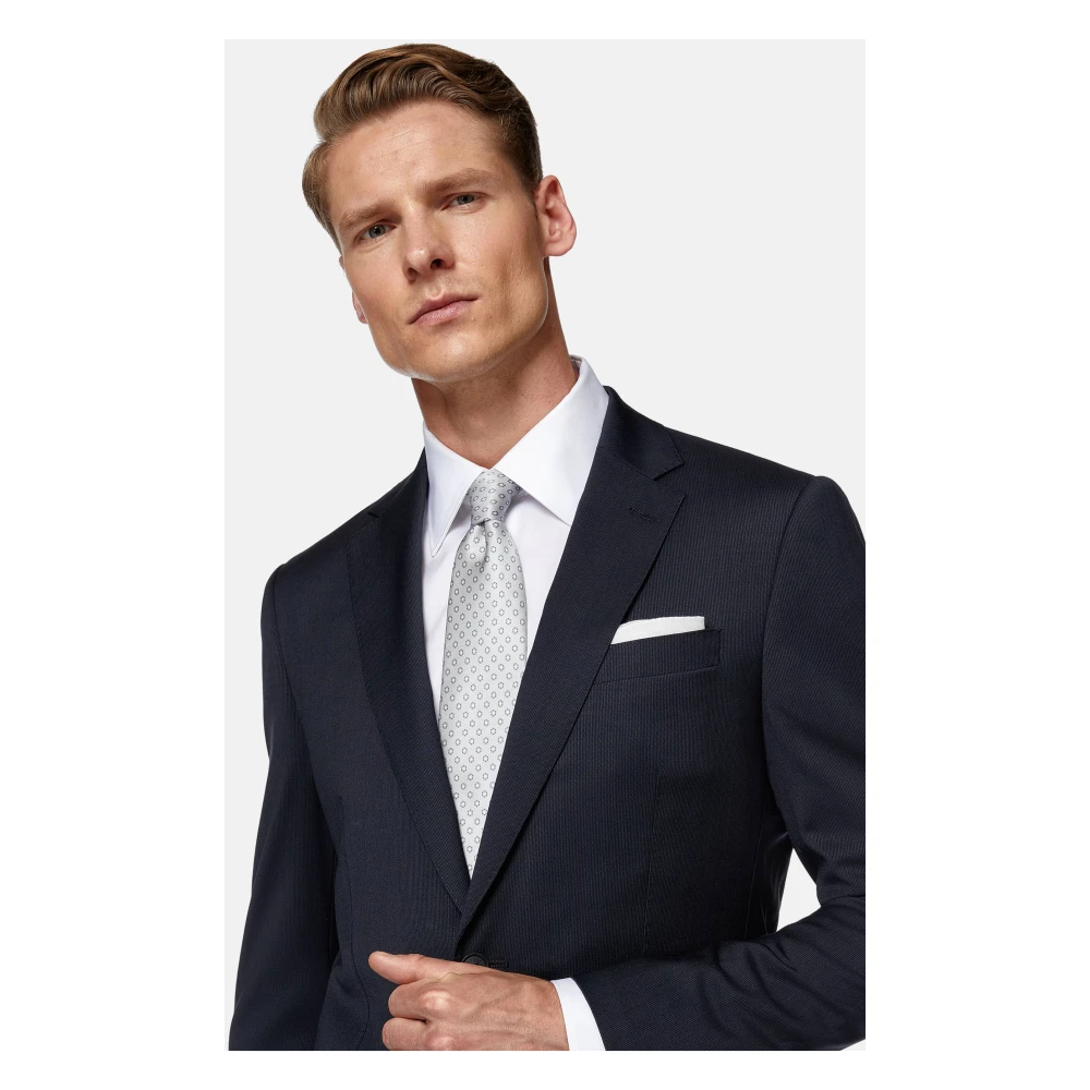 Boggi Milano Pinstripe Stretch Wol Pak Blue Heren