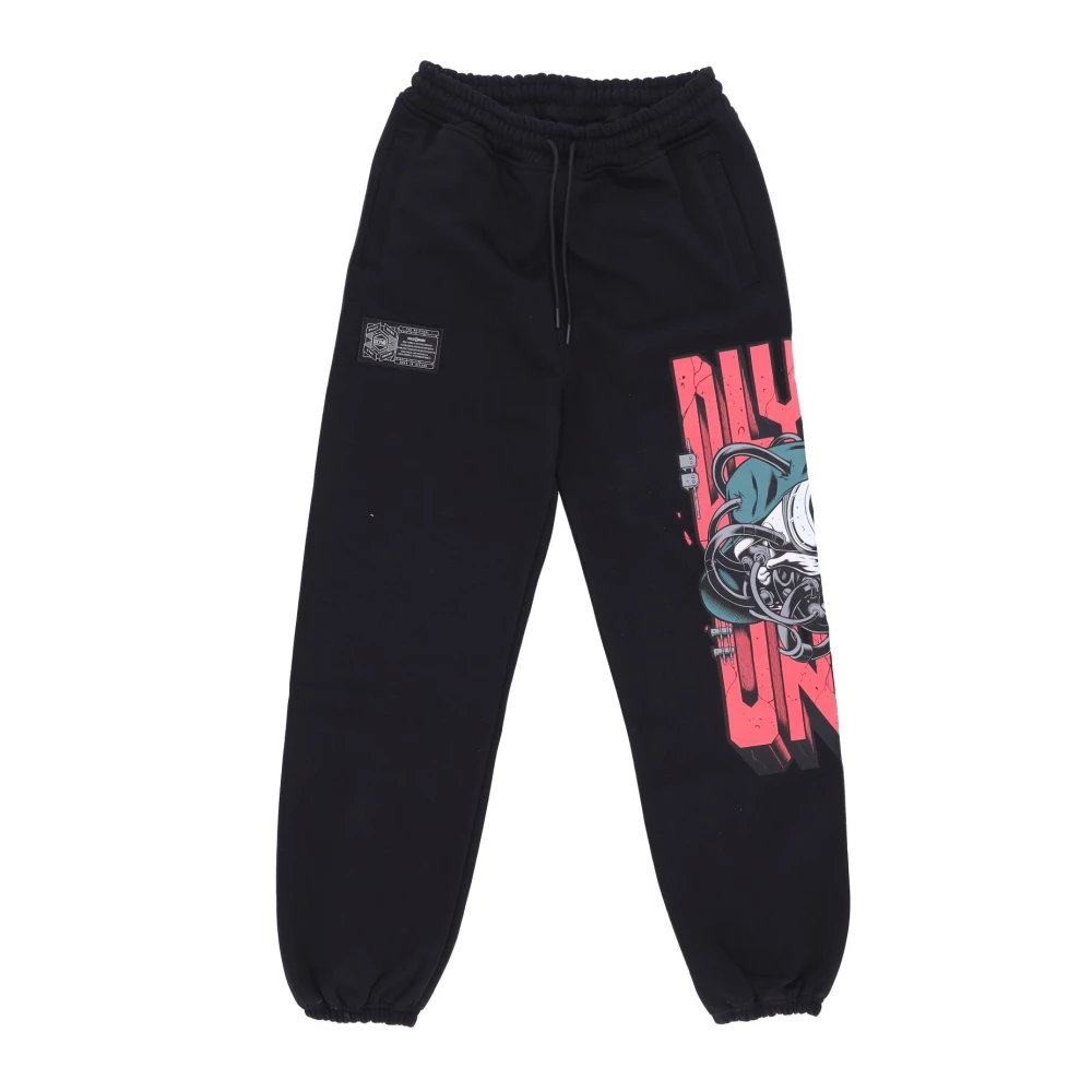 Dolly Noire Men's Black Skull Party Sweatpants Fleece Tracksuit