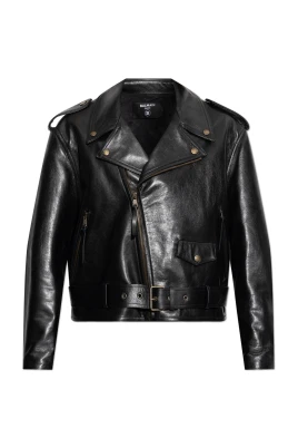 Kort läderjacka i bikerstil