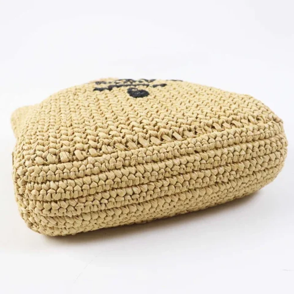 Prada Vintage Pre-owned Raffia prada-bags Beige Dames