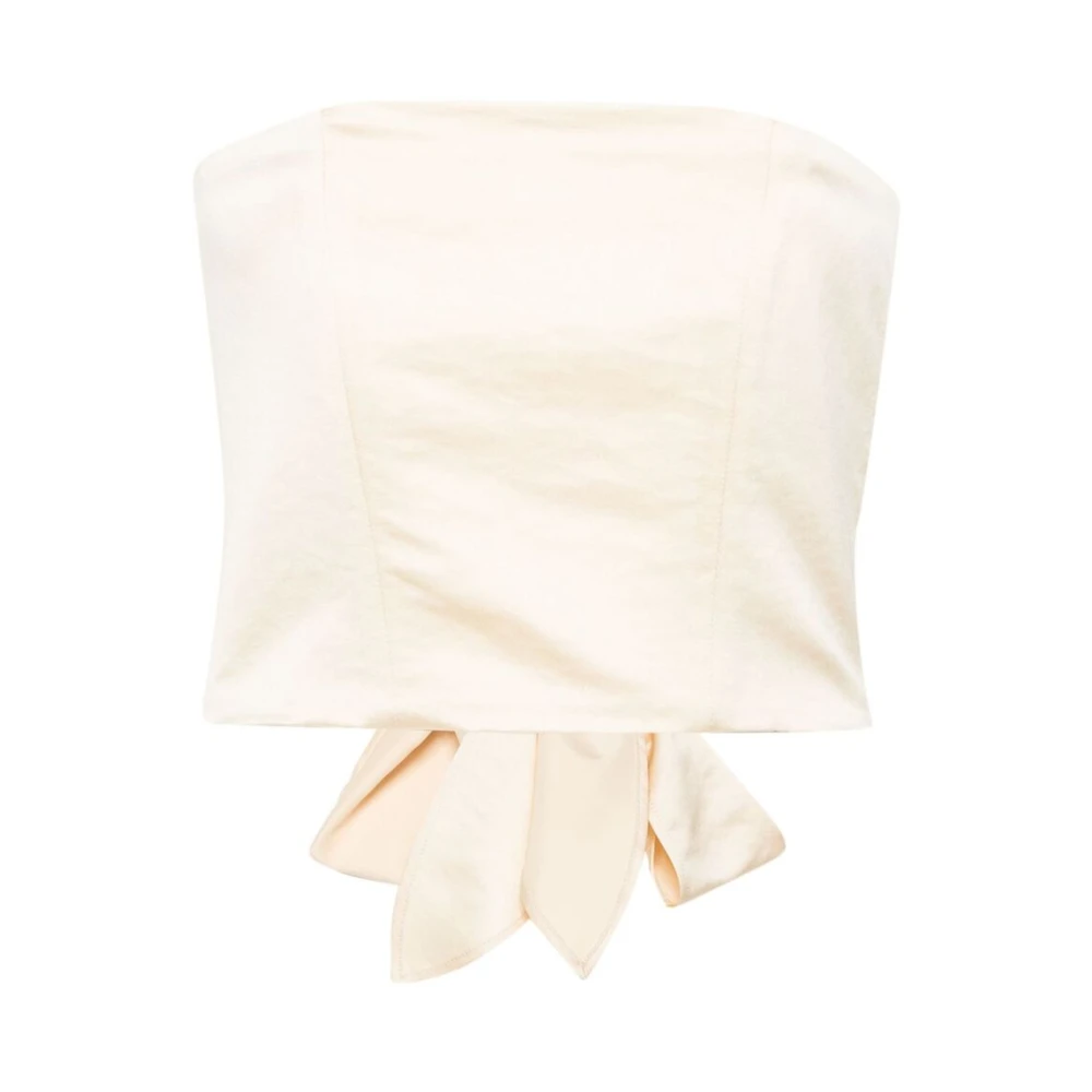 Forte Beige Satin Strapless Cropped Top Beige Dames
