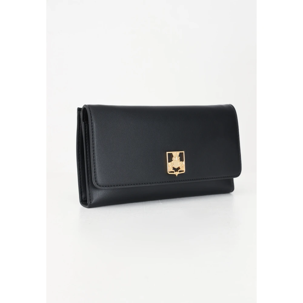 Elisabetta Franchi Zwarte Minimalistische Pochette met Gouden Logo Black Dames