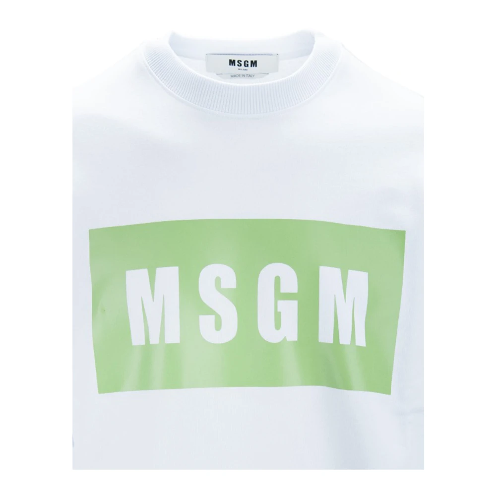 Msgm Heren Pullover Sweater met Logo Print White Heren