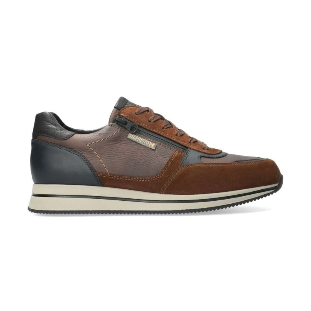 Mephisto Bruine Lace-Zip Sneaker met Soft-Air Tussenzool Heren Schoenen