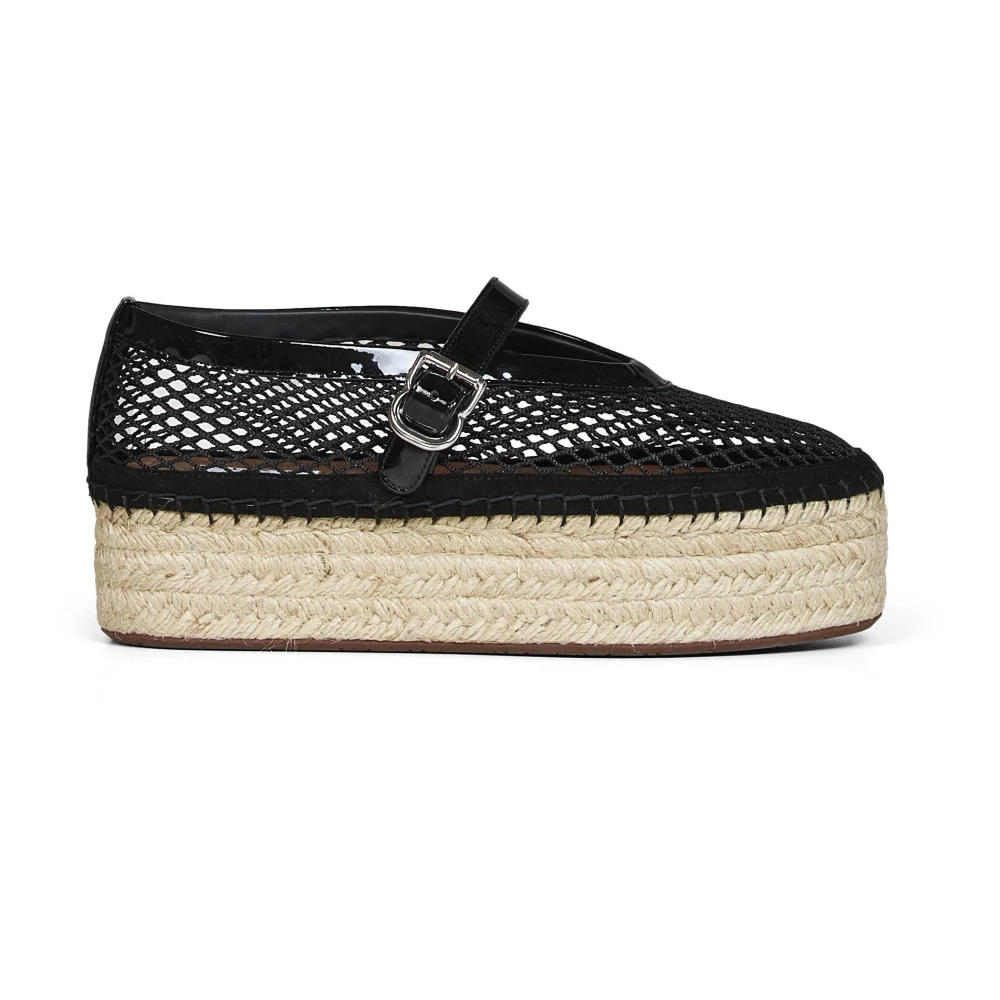 Alaïa Black Espadrilles, Female, 8 Uk, Espadrilles In Fishnet And Patent Leather