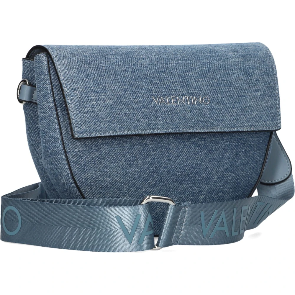 Valentino by Mario Valentino Denim Flap Tas voor Stijlvolle Vrouwen Blue Dames