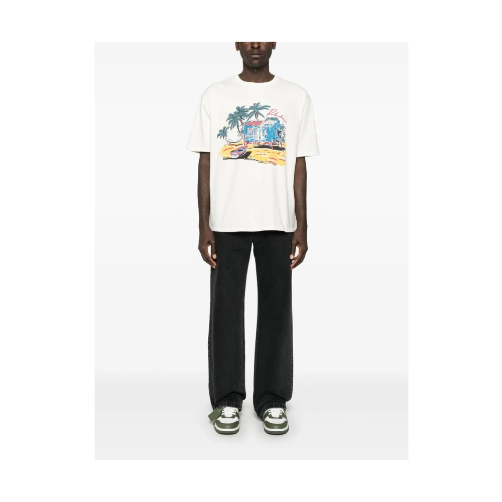 Rhude Wit T-shirt met logo-opdruk en ronde hals White Heren