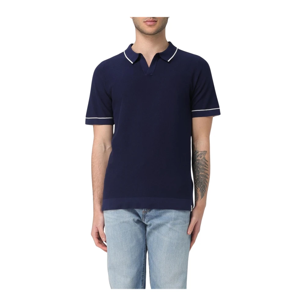 Peuterey Men's Blue Knitted Polo Shirt Short Sleeves