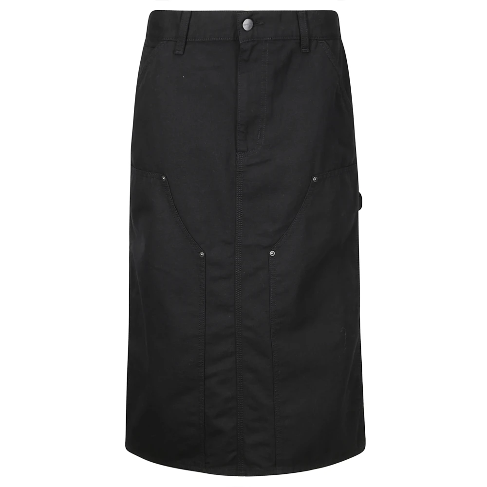 Carhartt WIP Canvas Midi Rok met Kniereinigingen Black Dames