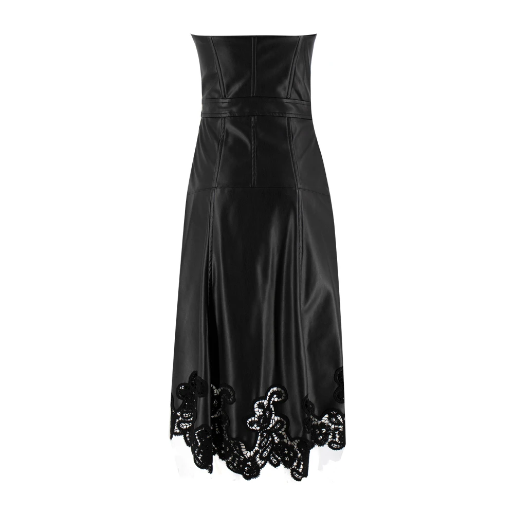 Ermanno Scervino Strapless Faux Leren Midi Jurk Black Dames