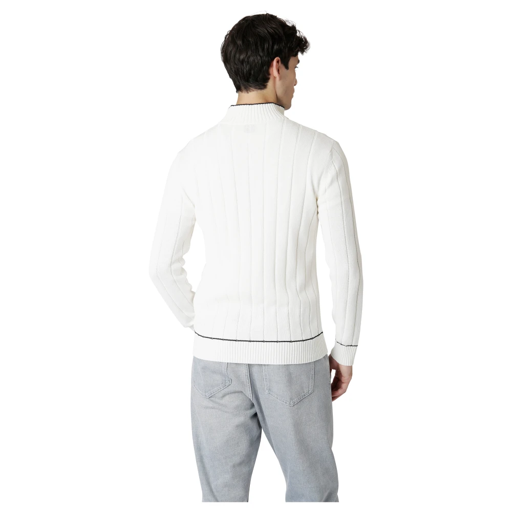 Eleventy Staande Kraag Katoenen Vest White Heren