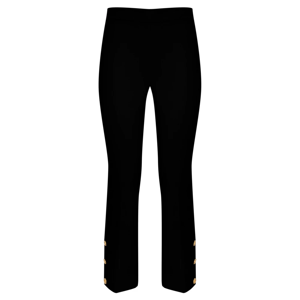 Twinset Flare Zwarte Broek met Knopen Black Dames