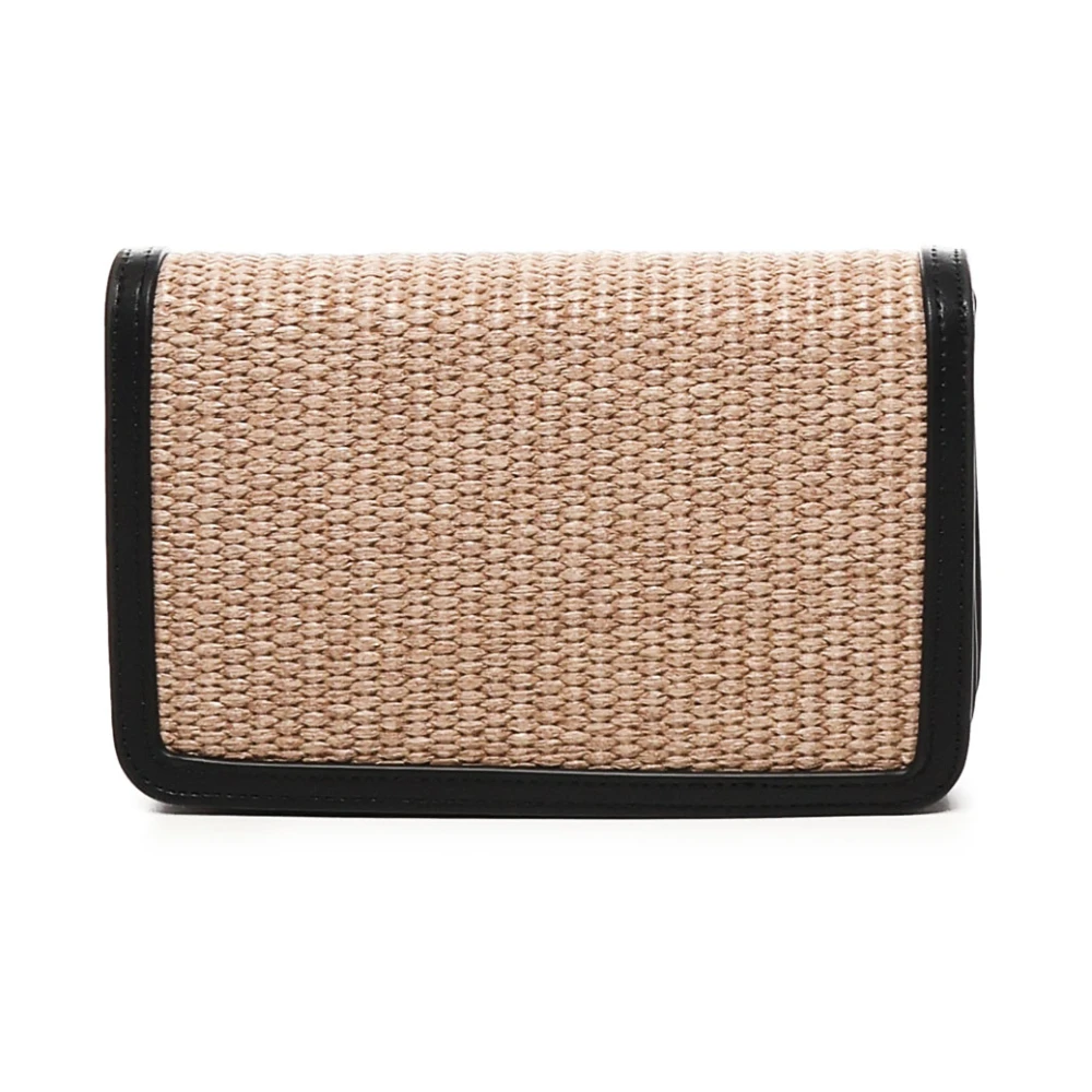 V73 Leren schoudertas met kettingriem Beige Dames