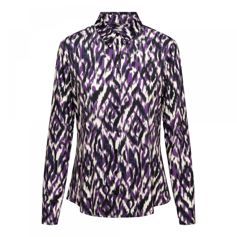 &Co Woman Paarse Ikat Print Blouse met Lange Mouwen Purple Dames