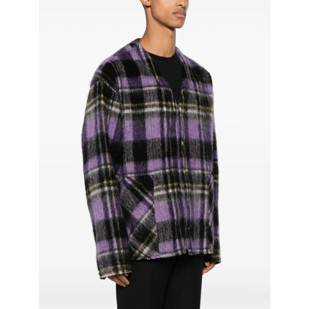 Palm Angels Paarse Geruite Overshirt Jas Purple Heren