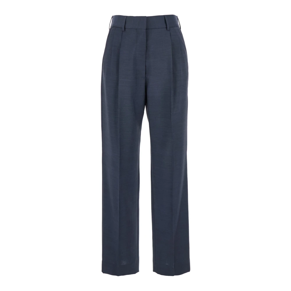 Blazé Milano Blauwe Wollen Broek met Box-Pleated Details Blue Dames
