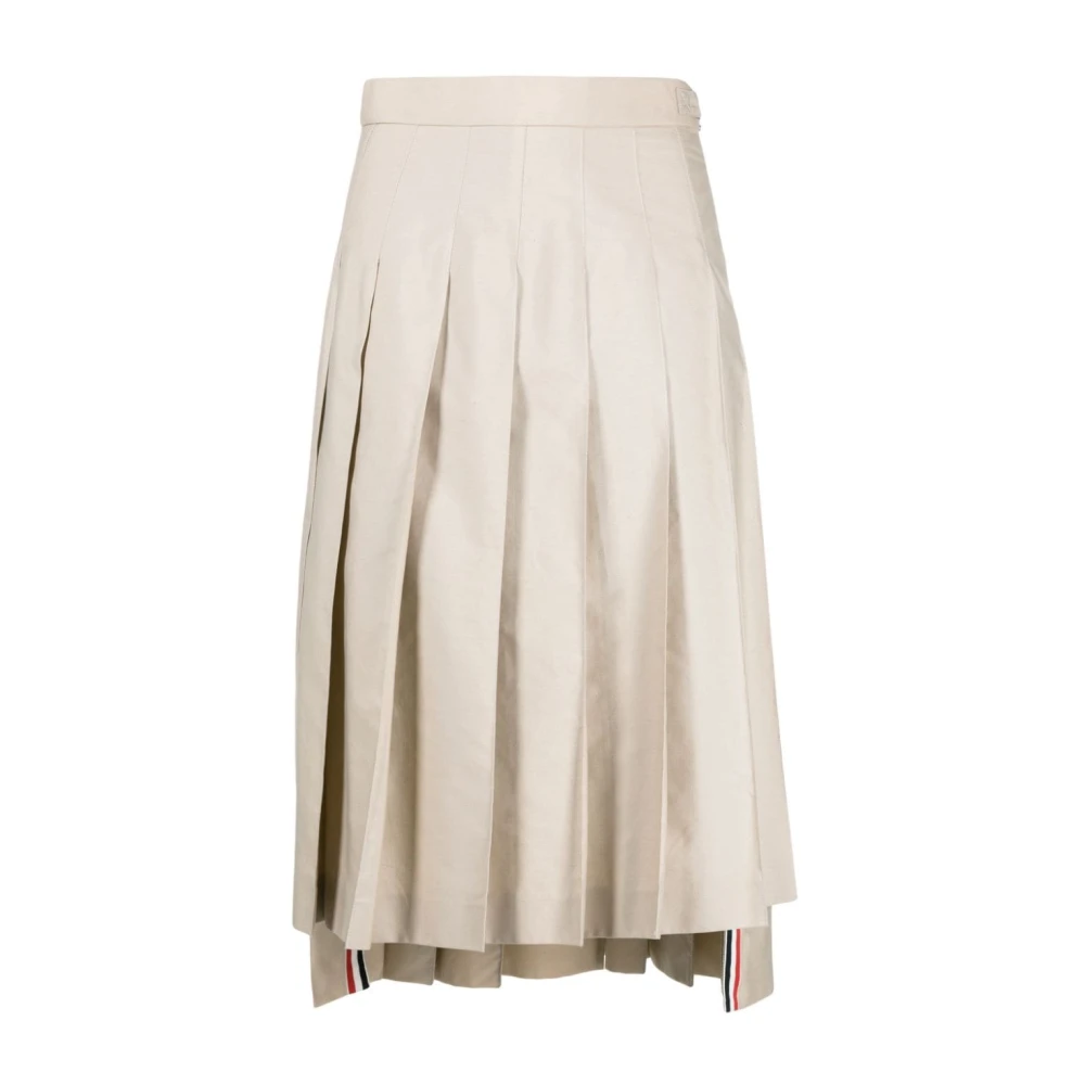 Thom Browne Geplooide midi-rok met RWB-strepen Beige Dames