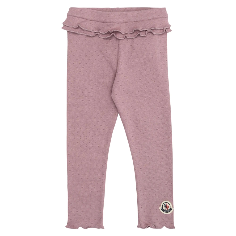 Moncler Girls Pink Leggings, 12 M, Ruffle Logo Leggings