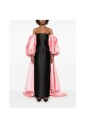 black-pink-satin-cape-dress