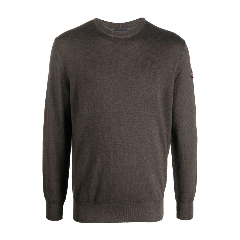 Paul & Shark Brown Round-Neck Knitwear, Male, Xl, Wool Crew Neck Jumper