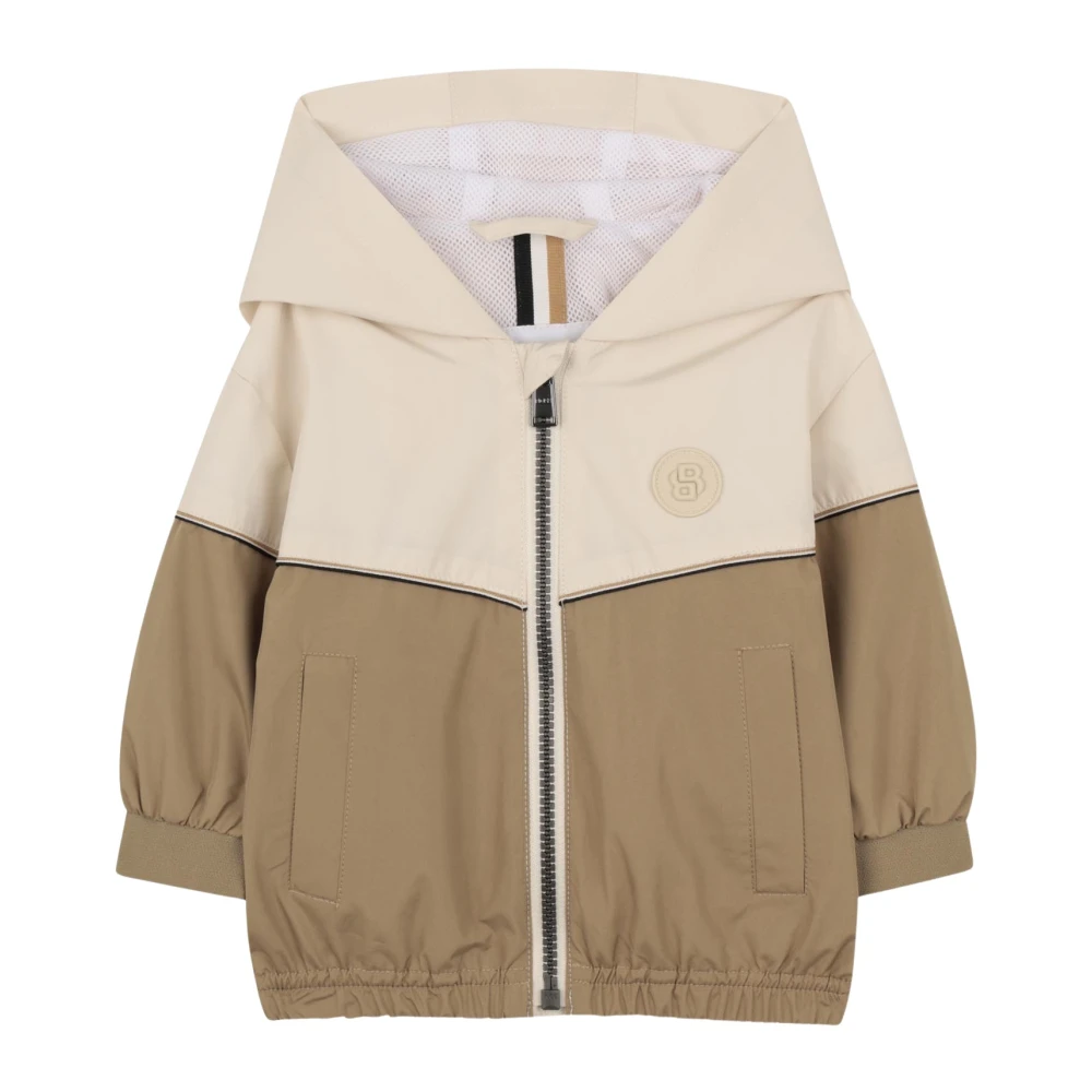 Hugo Brown Light Jackets, Male, 18 M, Hooded Jacket With Colour-Block Logo
