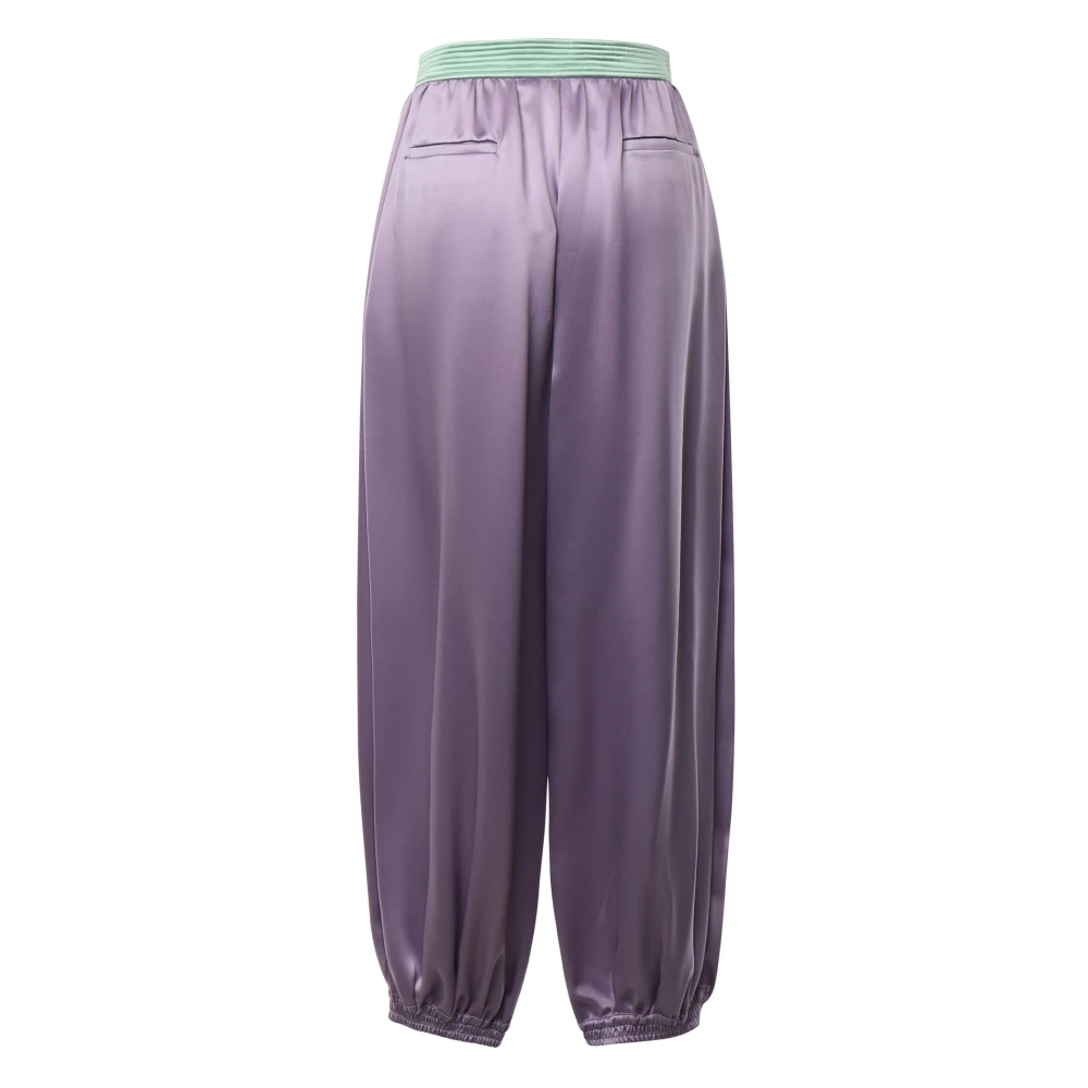 Valentino Garavani Zijden Contrast Bustier Broek Paars Groen Purple Dames