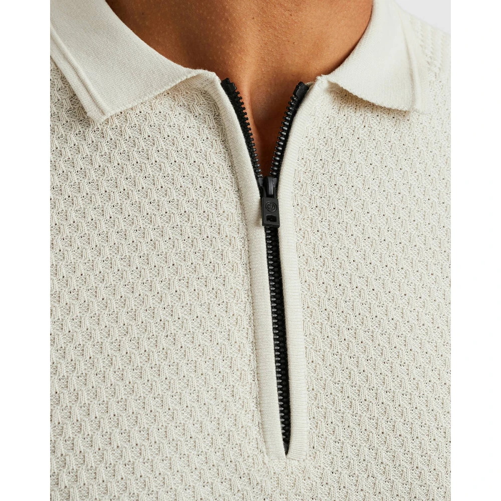 Cast Iron Lange Mouw Polo Katoen Modal Beige Heren