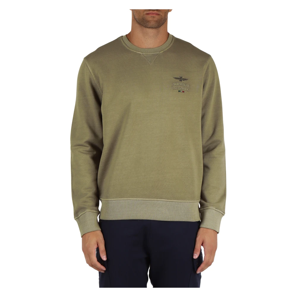 Aeronautica militare Katoenen ronde hals sweatshirt comfort fit Green Heren