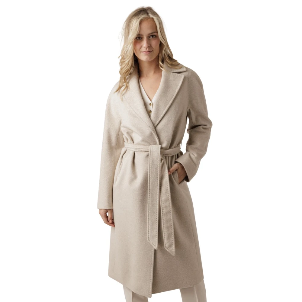 Cinzia Rocca Wollen Ceintuurjas Beige Dames