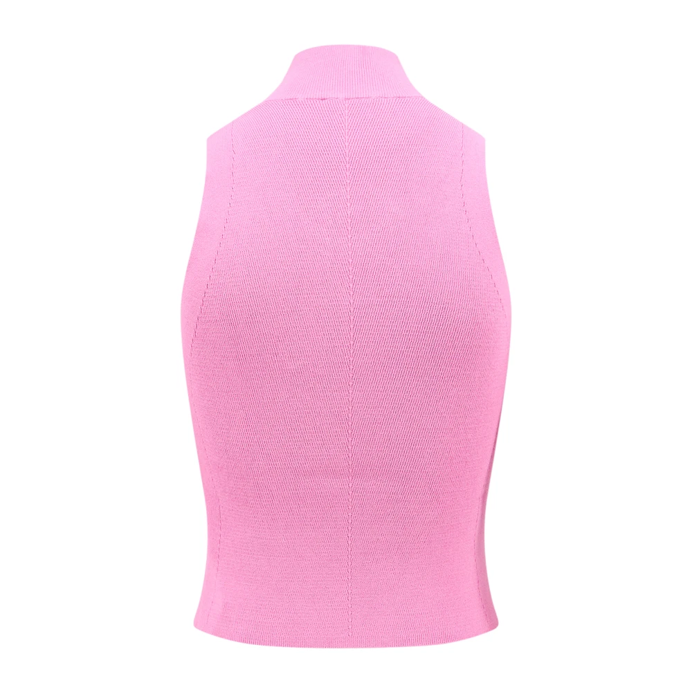 Diesel Mouwloze Viscose Blend Top met Uitsparingen Pink Dames