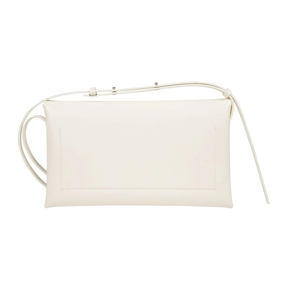 Jil Sander Kleine leren crossbody tas met reliëflogo White Dames