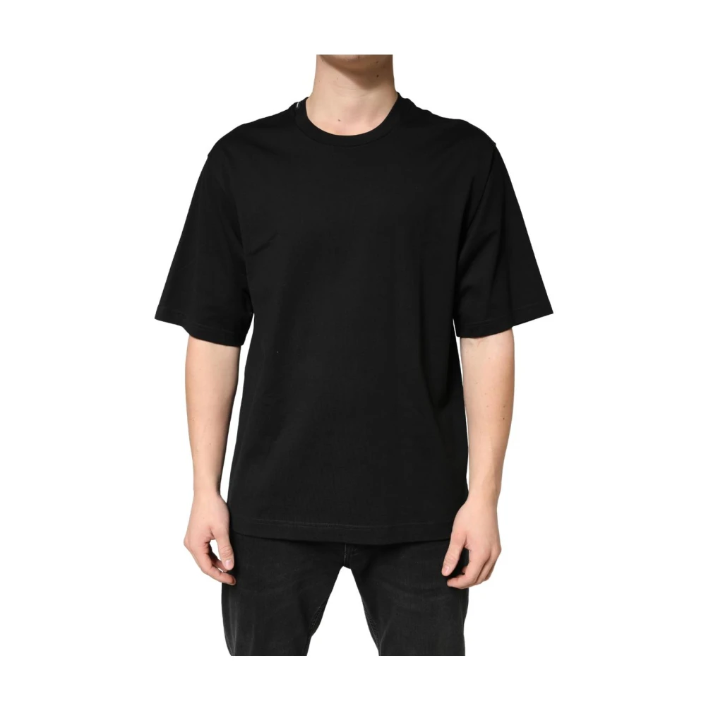 Dolce & Gabbana Black Cotton Crew Neck Short Sleeves T-shirt - IT52 | XL - Image 2