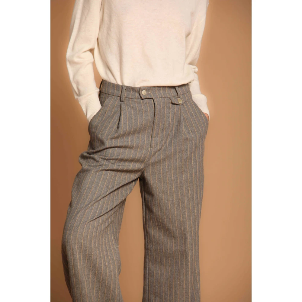 Mason's Grijze Chino Broek met Lurex Streep Gray Dames