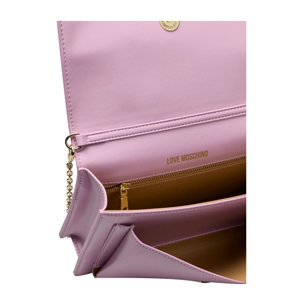 Love Moschino Ketting Crossbody Tas met Klepsluiting Purple Dames
