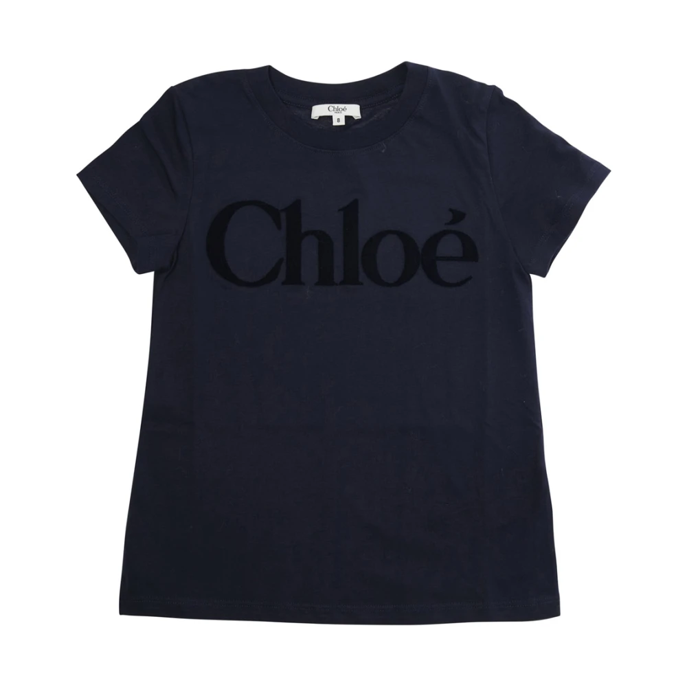 Chloé Vrouw Blauw T-Shirt Met Ronde Hals En Logo-Opdruk