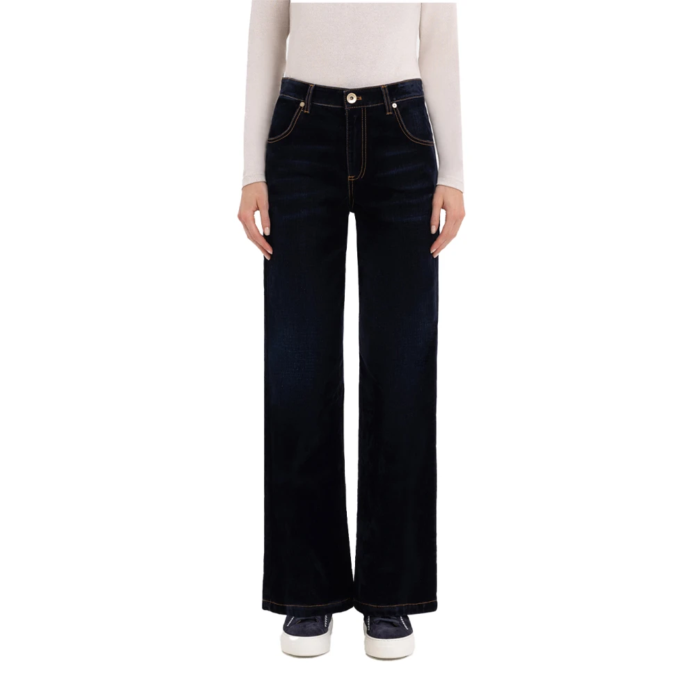 Eleventy Navy Blauwe Katoenen Broek Blue Dames