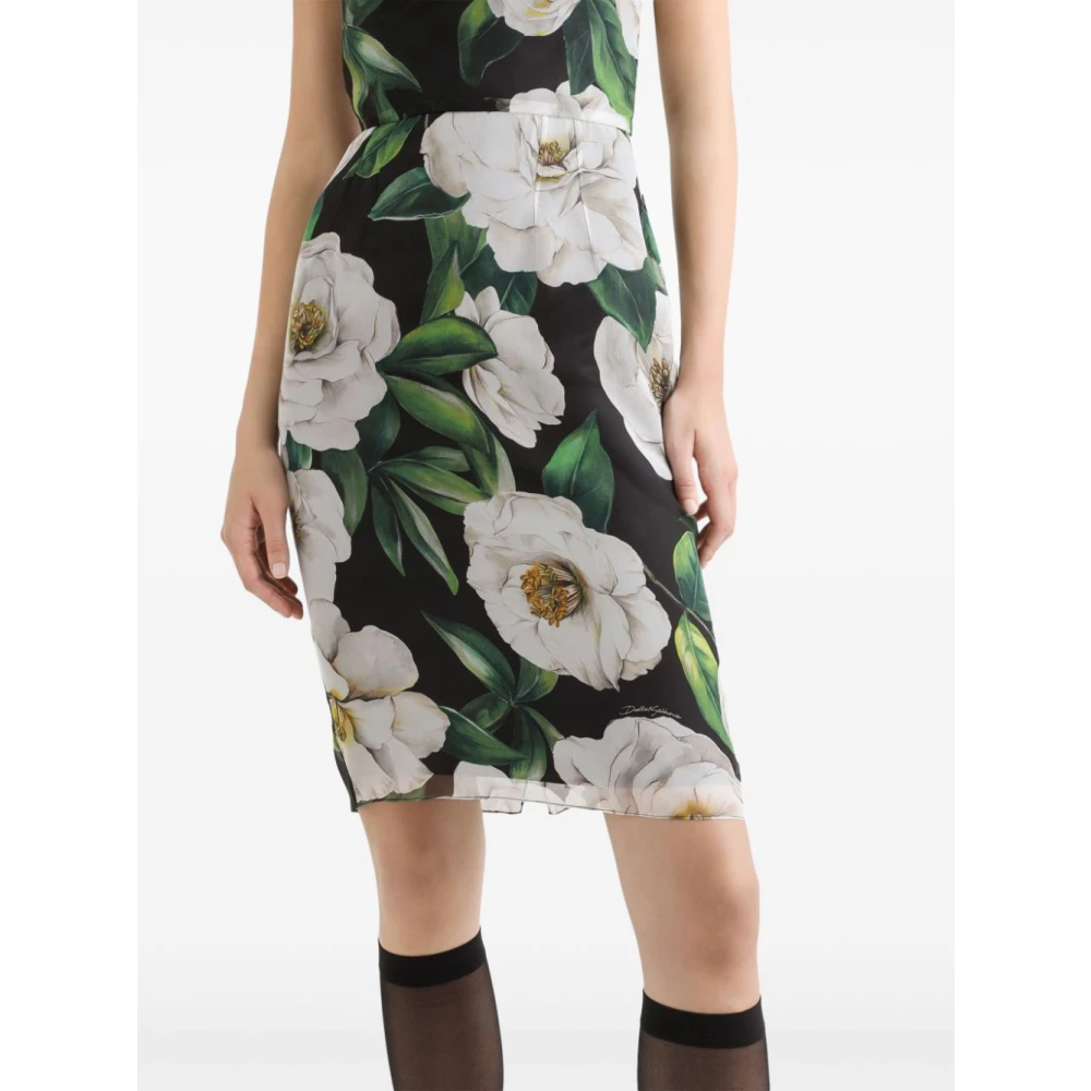 Dolce & Gabbana Witte Gardenia Print Jurk Multicolor Dames
