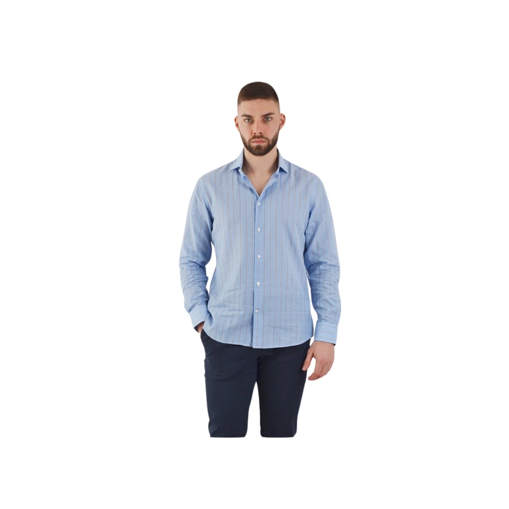Tommy Hilfiger Heren Gestreept Overhemd Lange Mouw Slim Fit Blue Heren
