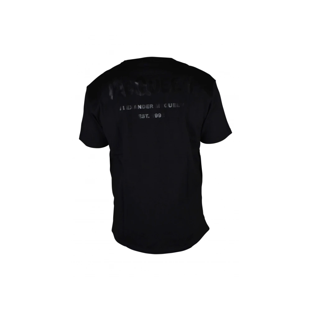 alexander mcqueen Zwarte Katoenen T-shirt met Logo Inschrift Black Heren