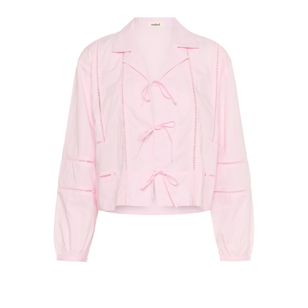 Soaked in Luxury Vrouwelijke Blouse met Strik Voorkant Pink Dames
