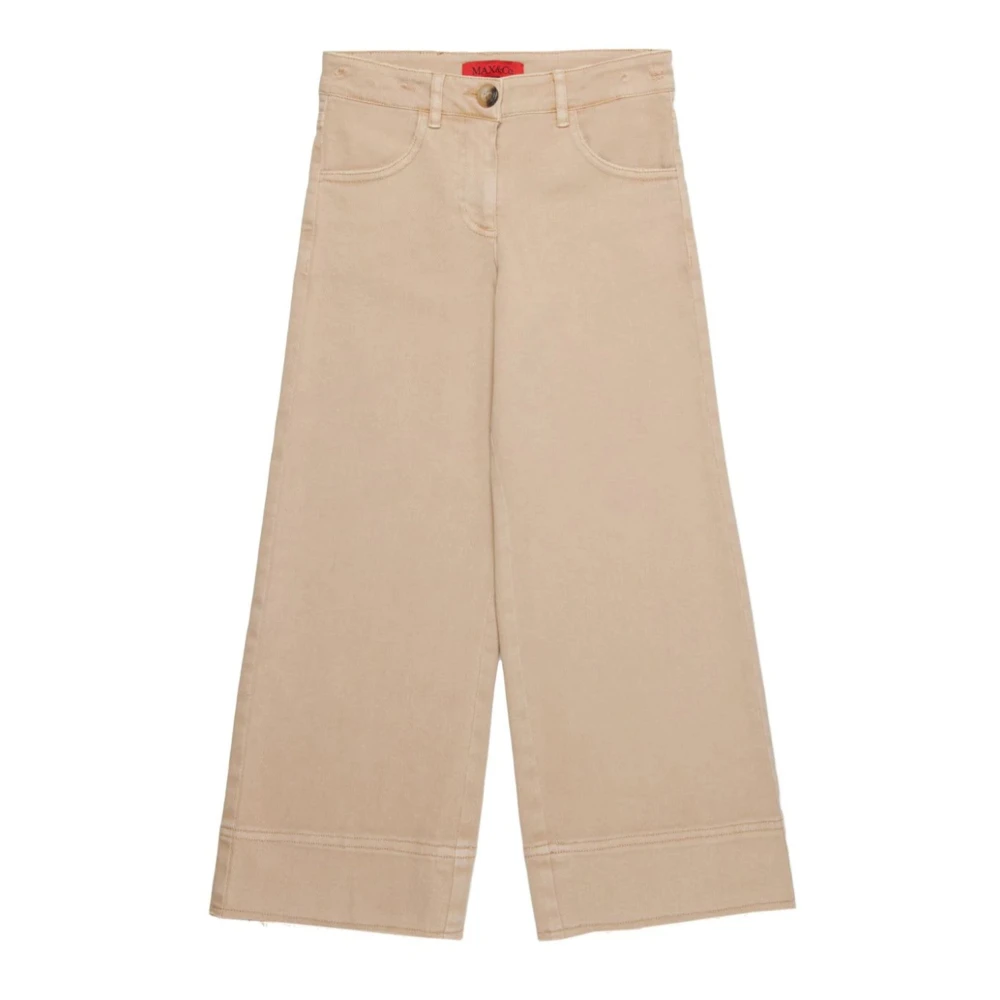 Max & Co Färgglada Cropped Denim Palazzo Byxor Beige, Flicka