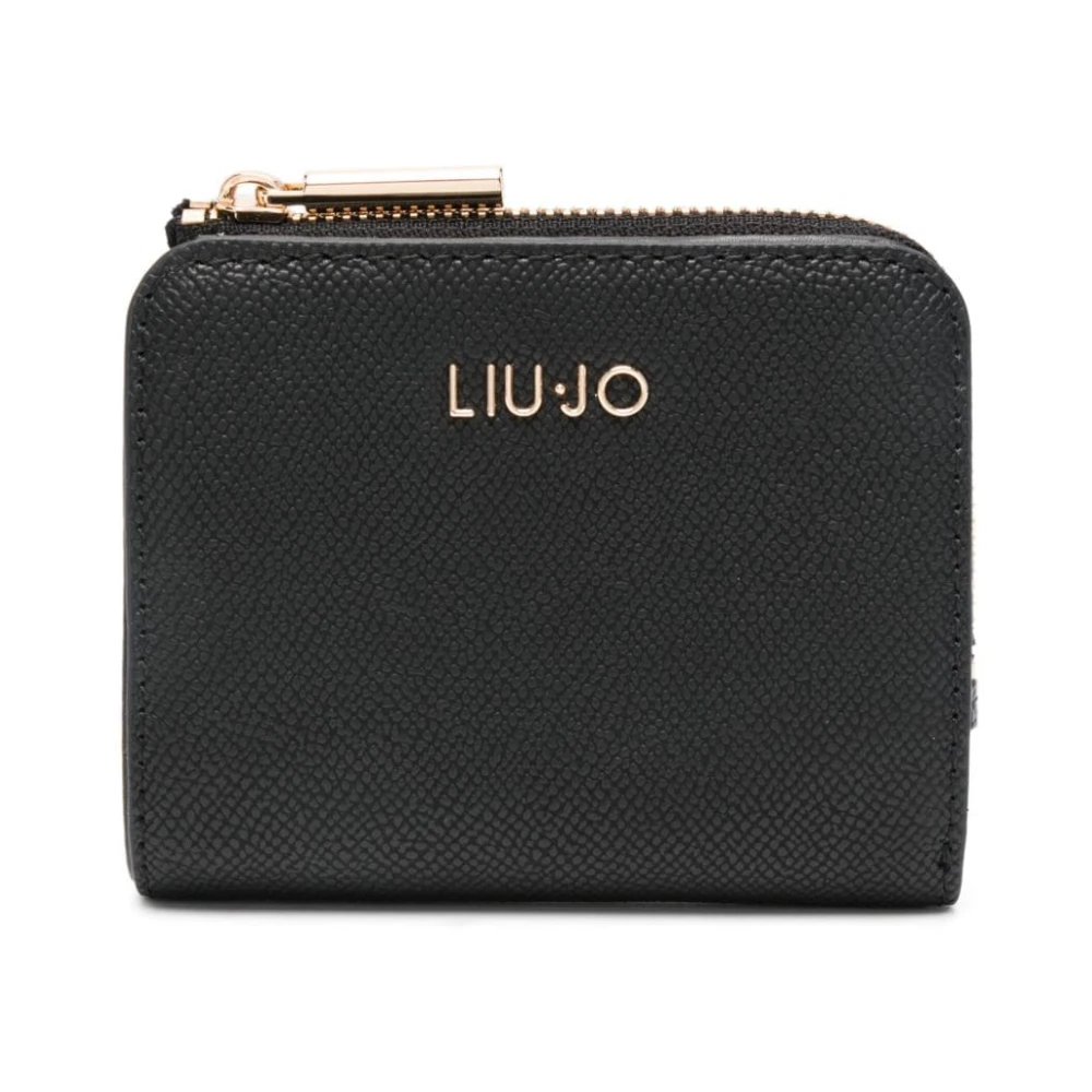 Liu Jo Zwarte Eco Leren Portemonnee met Metalen Logo Black Dames