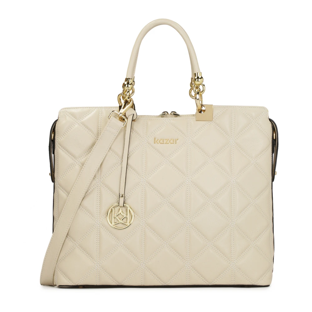 Kazar Elegante gewatteerde leren aktetas Beige Dames
