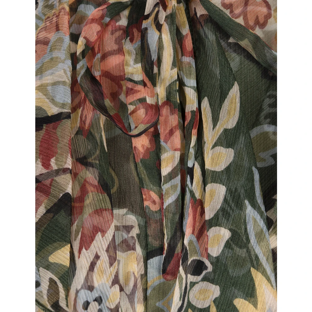 ETRO Groene Zijden Bedrukte Blouse Met Ruches Multicolor Dames