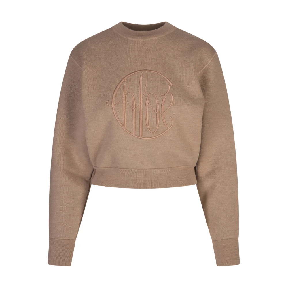 Chloé Bruine Sweater met Geborduurd Logo Brown Dames