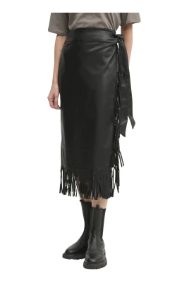 Vegan Leather Fringe Jaspre Skirt